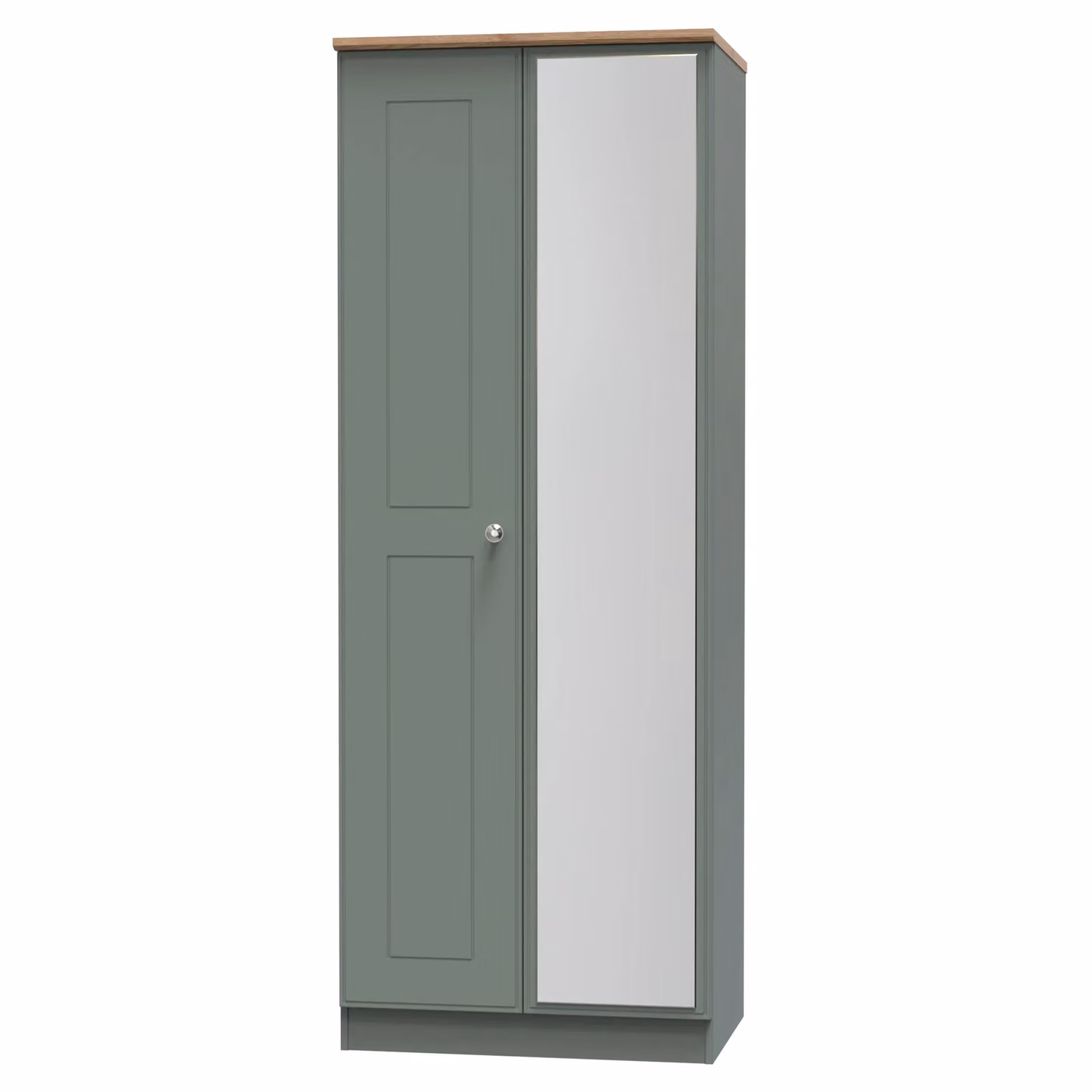 2 U Albert Tall 2 Door Mirrored Wardrobe in Pale Green, Ready Assembled – 2