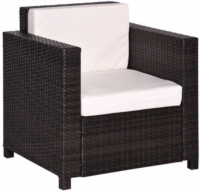 NESTLUNE Black Polyrattan Garden Armchair with Cushions – 1
