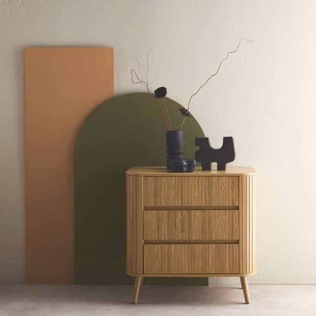 sweeek Grooved Decor 3 Drawer Dresser in Light Brown – 1