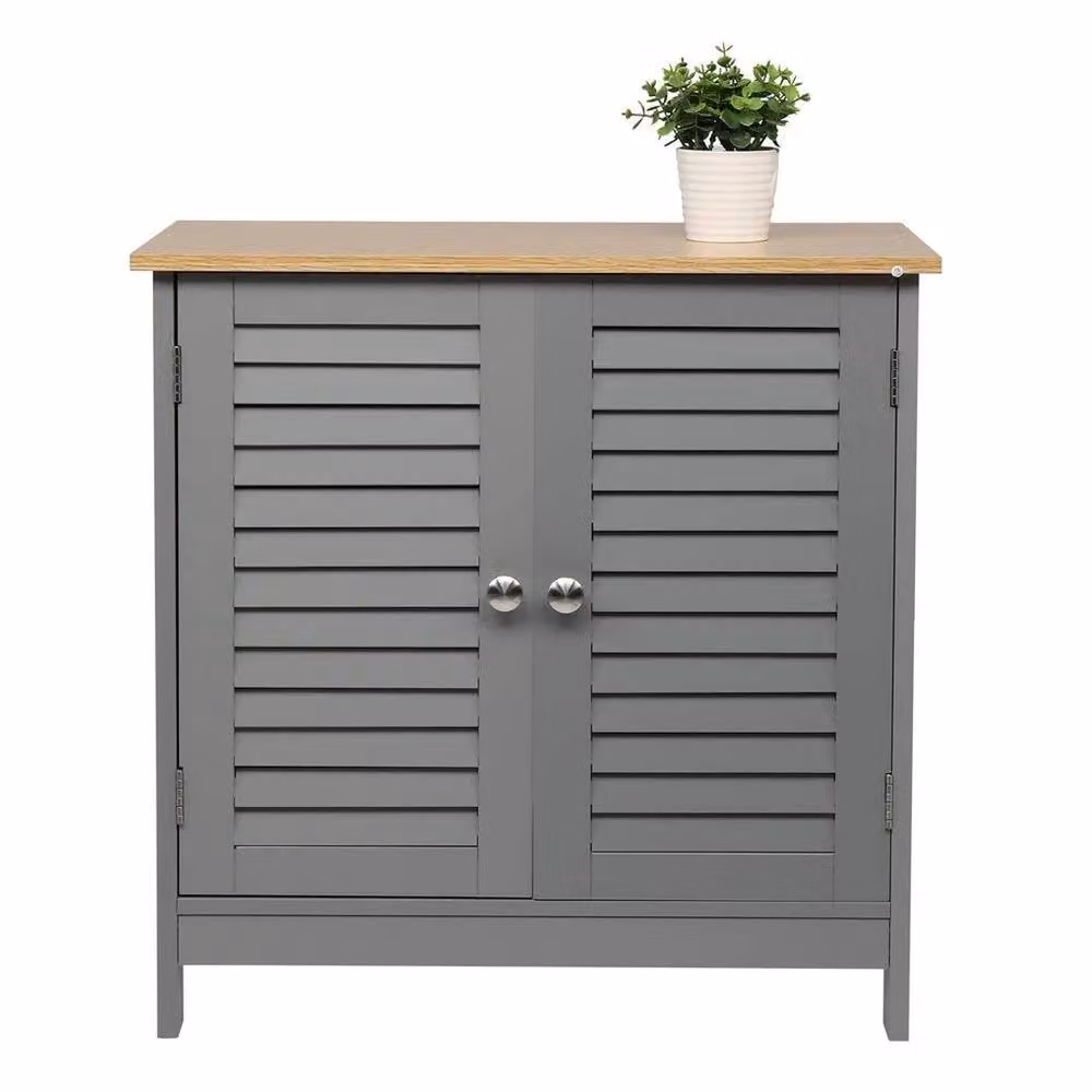 FORGEVIO Modern Two-Door Bathroom Cabinet with Internal Shelves in Grey and Multicolour – 2