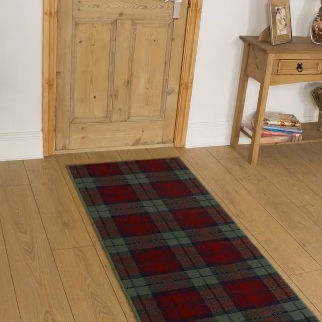 runrug Tartan Hallway Runner Rug in Red and Green, W: 80 cm, L: 210 cm – 6