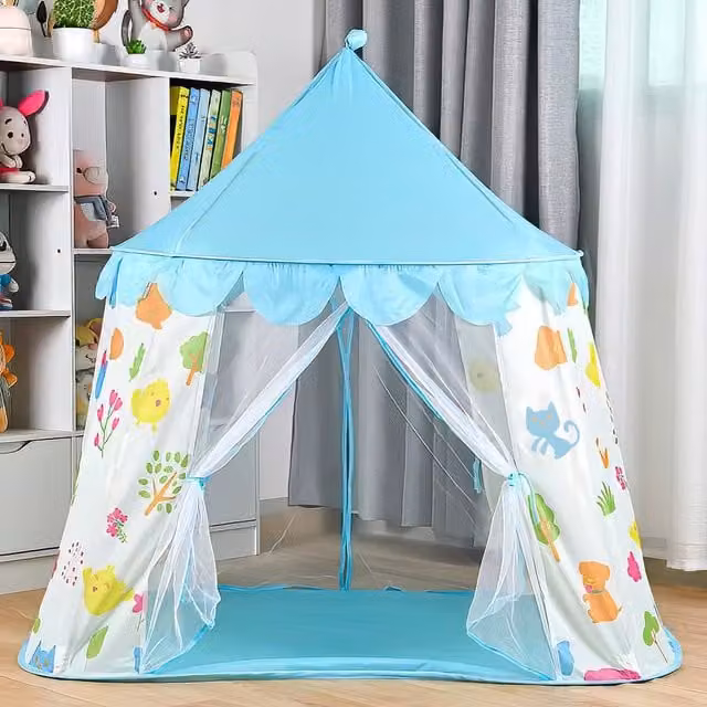 Livingandhome Portable Foldable Castle Play Tent for Kids in Blue