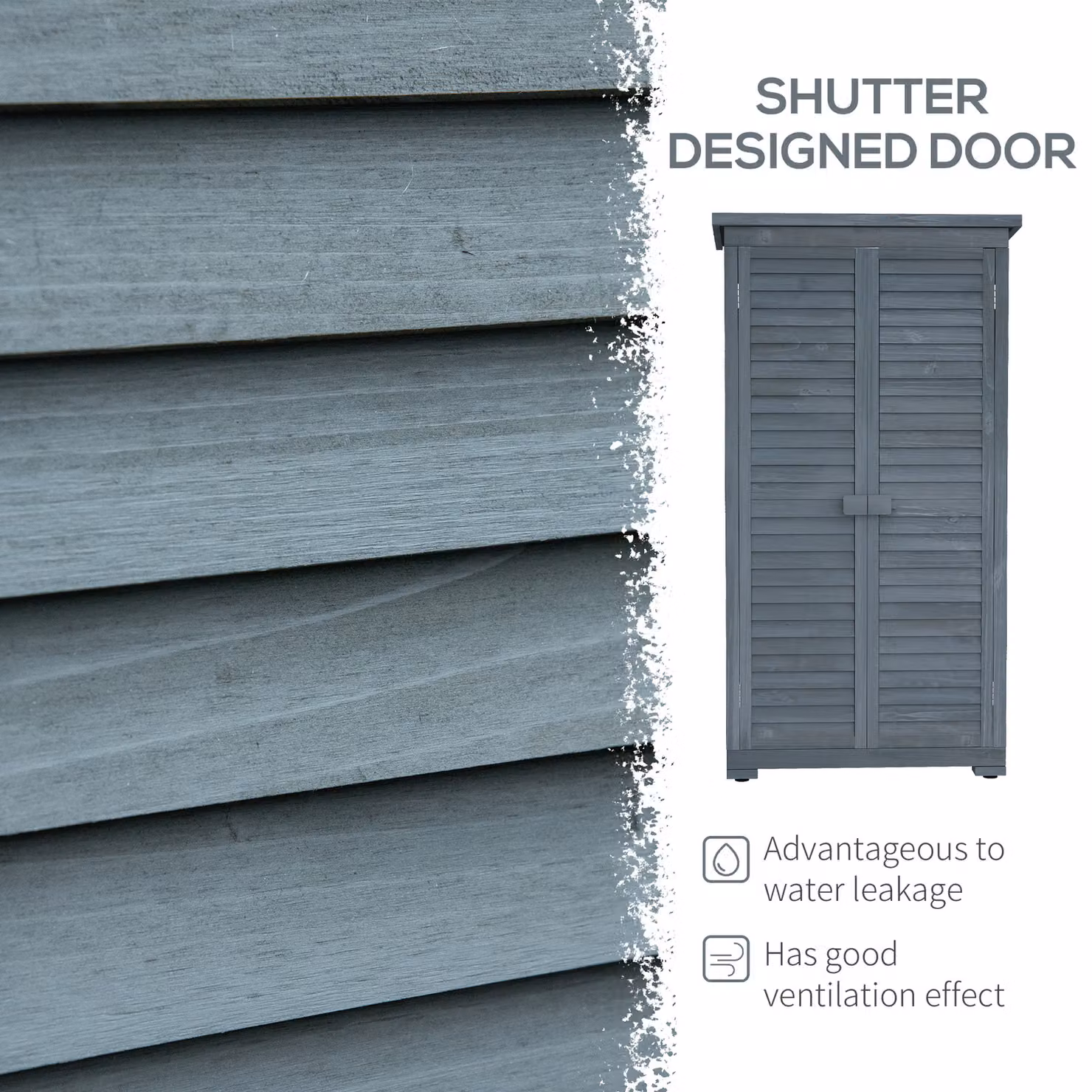 Outsunny Grey Outdoor Storage Cabinet with 3-Tier Shelves and Double Doors, W/D/H: 87 x 47 x 160 cm – 4