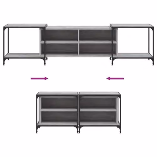 vidaXL TV Cabinet in Grey Sonoma, W: 203 cm, D: 37 cm, H: 50 cm, Made of MDF – 2