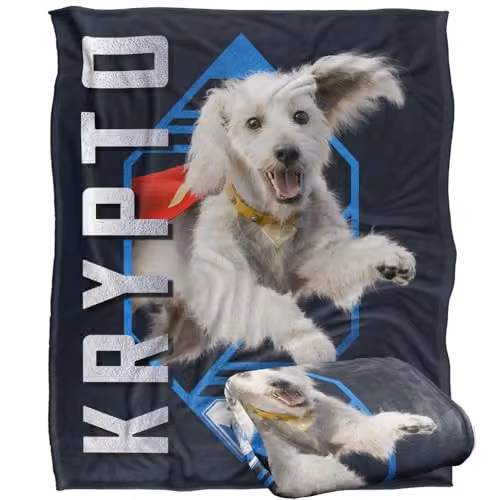 LOGOVISION Superman 2025 Krypto Diamond Silky Touch Super Soft Throw Blanket, White, W/D/H: 152 x 127 cm
