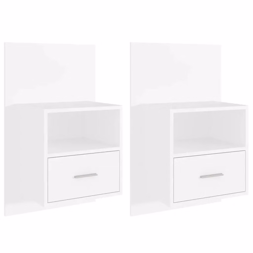 Berkfield Home Set of 2 White Wall-mounted Bedside Cabinets – 2
