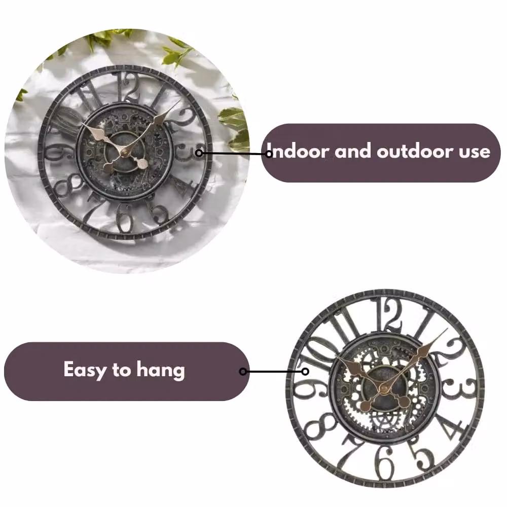 Marco Paul Vintage Mechanical Round Wall Clock in Green, Diameter: 30.48 cm – 3