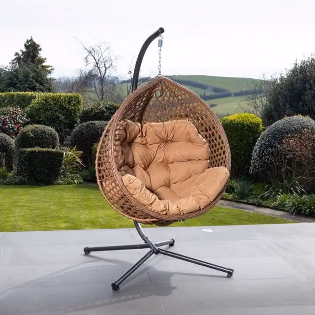 Artemis Home Modern Brown Rattan and Metal Egg Pod Chair