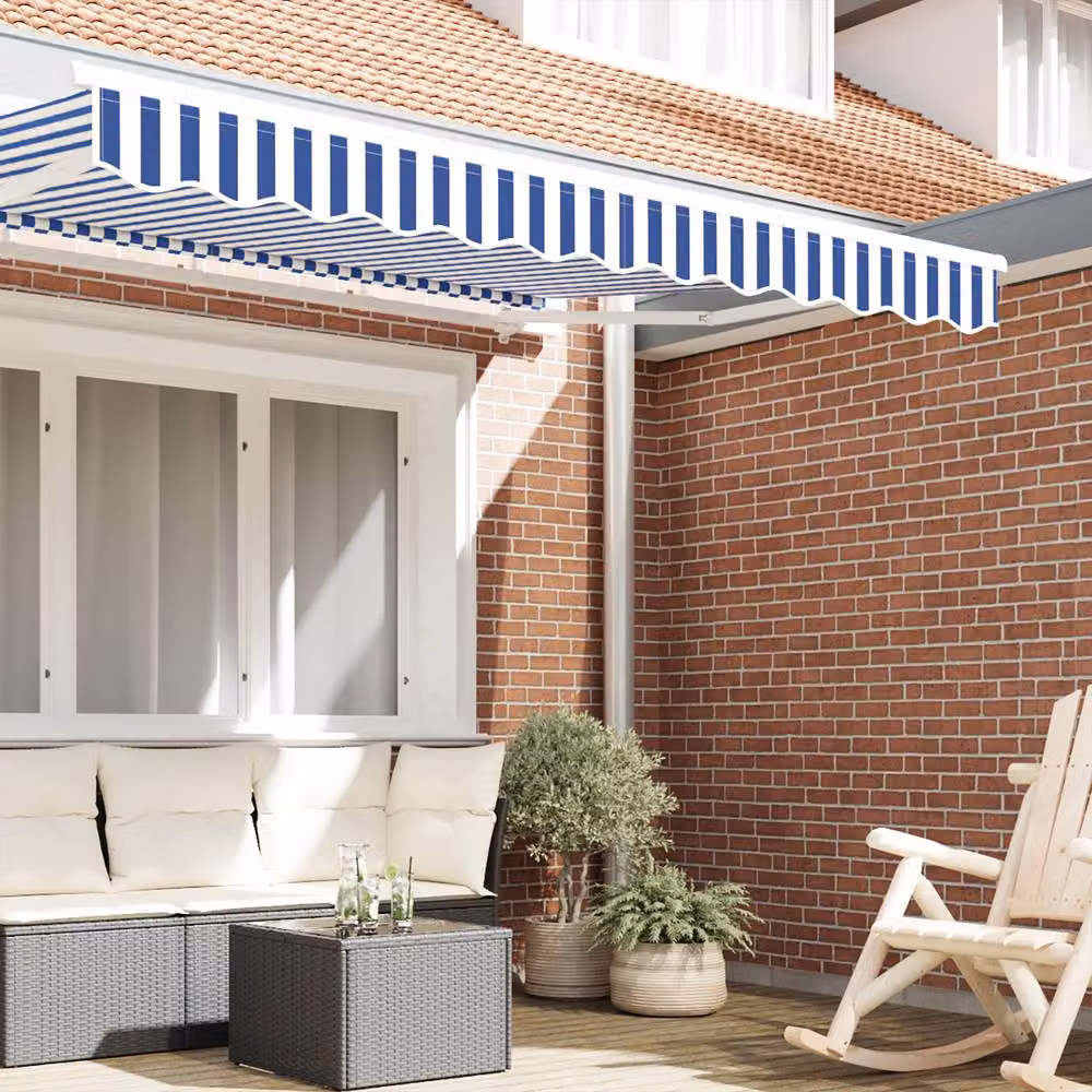 Berkfield Home Awning Valance Blue and White W: 230 cm, H: 20 cm – 2