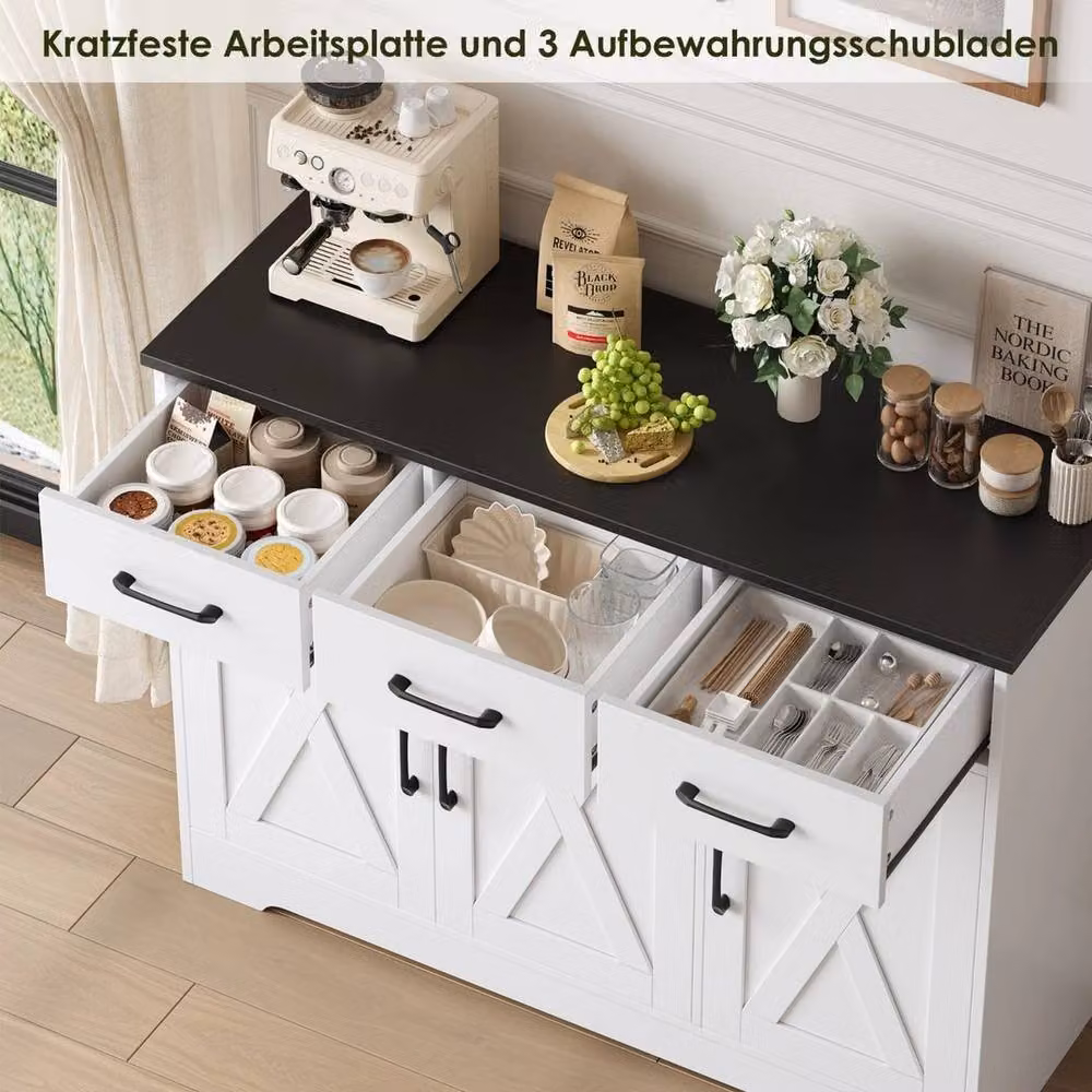 PAWNORA Kitchen Cabinet with 3 Drawers and 3 Doors in White and Black – 3