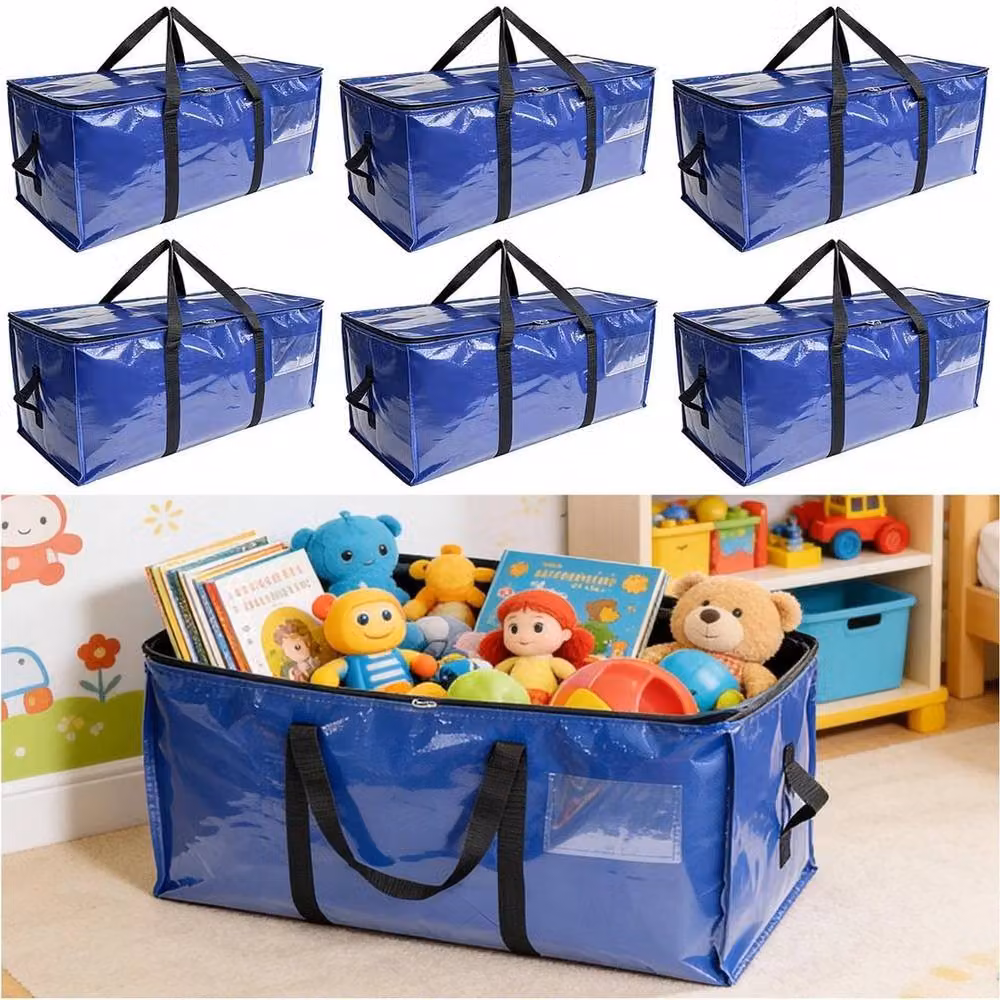 FORGEVIO Set of 6 Heavy Duty Plastic Clothes Storage Bags in Blue – 4