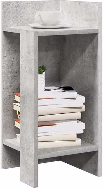 Berkfield Home Set of 2 Side Tables with Shelf, Concrete Grey, W/D/H: 25.5 x 27 x 60 cm – 1