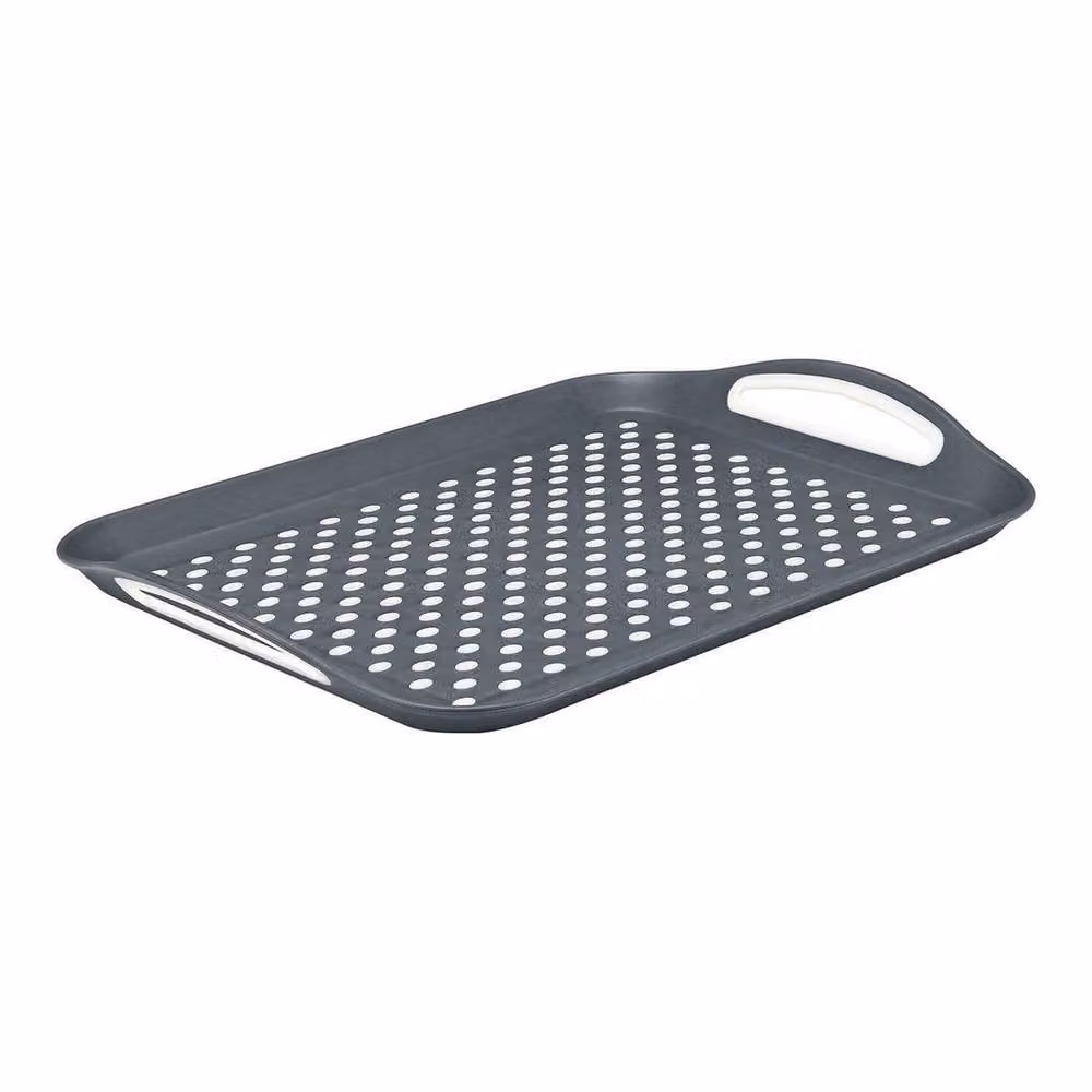PAWNORA 2 Pack Grey Non-Slip Rectangular Plastic Serving Trays – 2