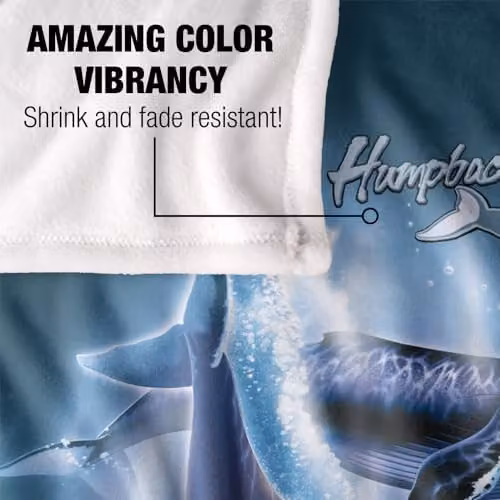 JQ Licensing Humpback Whales Silky Touch Super Soft Fleece Throw Blanket, White, W/D/H: 152 x 127 cm – 3