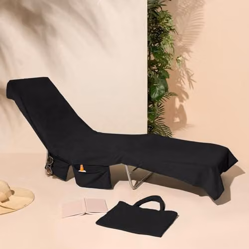 OHS Microfibre Quick Drying Absorbent Beach Towel with Bag, Black