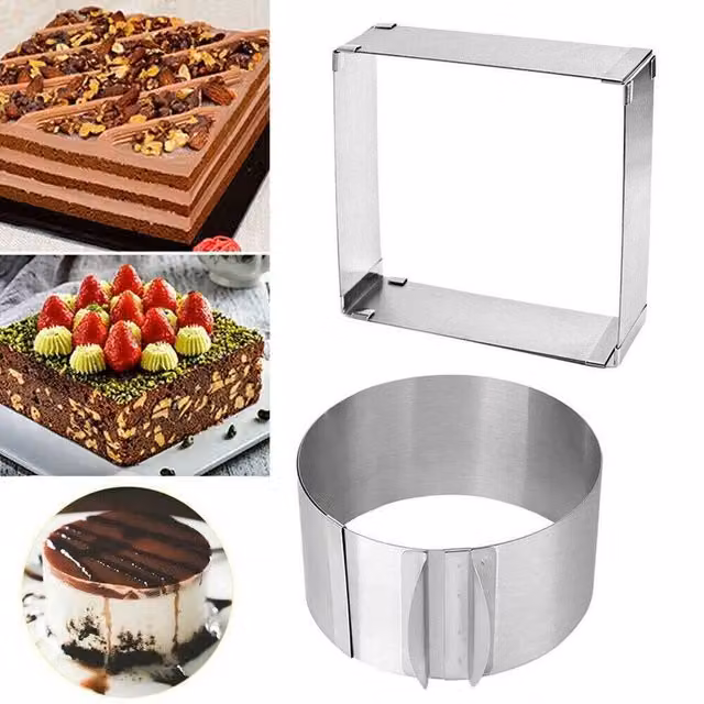 NESTLUNE Adjustable Stainless Steel Cake Ring Mold in Silver – 1