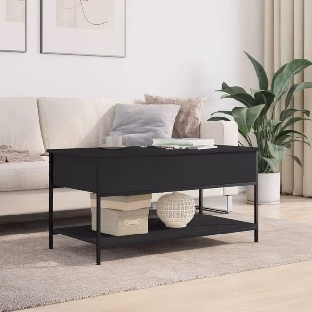 Berkfield Home Modern Black Rectangular Coffee Table with Lift Mechanism, W/D/H: 100 x 50 x 50 cm – 1