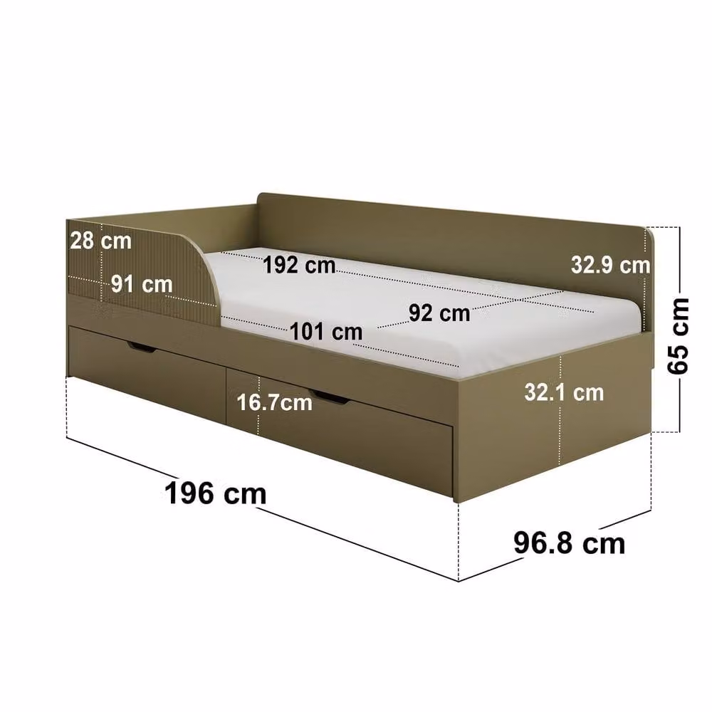 Flair Aris Single Montessori Bed with Storage Drawers in Green, W/D/H: 195.8 x 95.8 x 65.0 cm – 3