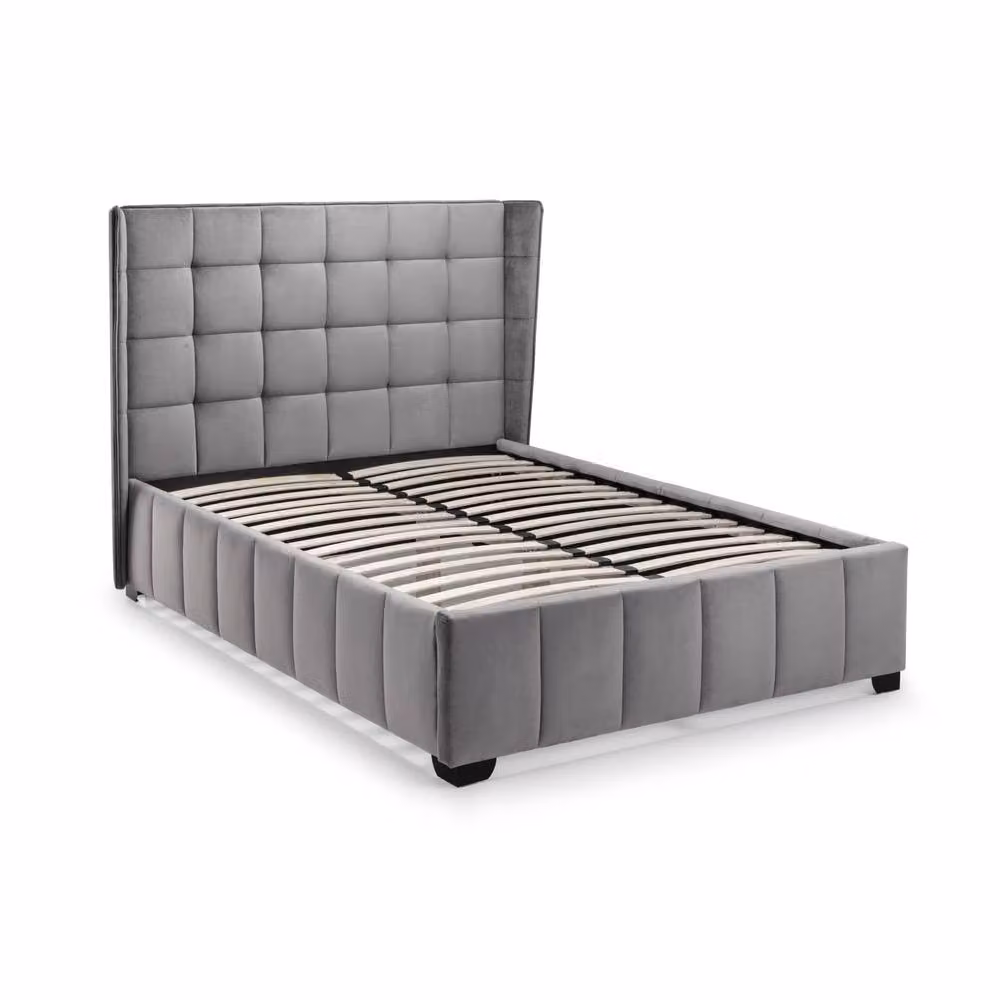 Cheshire Tamarack Upholstered Velvet Bed in Light Grey, King Size (W: 150 cm, L: 200 cm) – 2