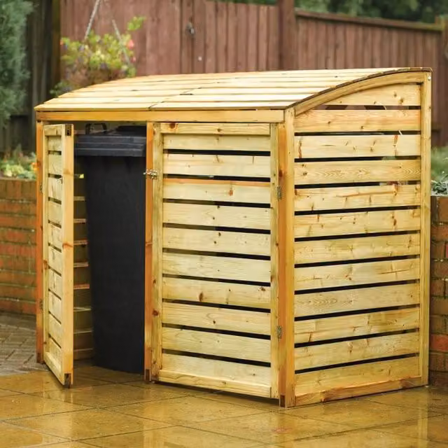 Rowlinsons Double Bin Store, Brown, W: 156 cm, D: 82 cm, H: 128 cm