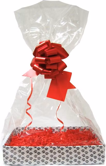 Hampabox Pet Gift Basket Kit with Red Gift Wrap Accessories, W/D/H: 30 x 20 x 6 cm