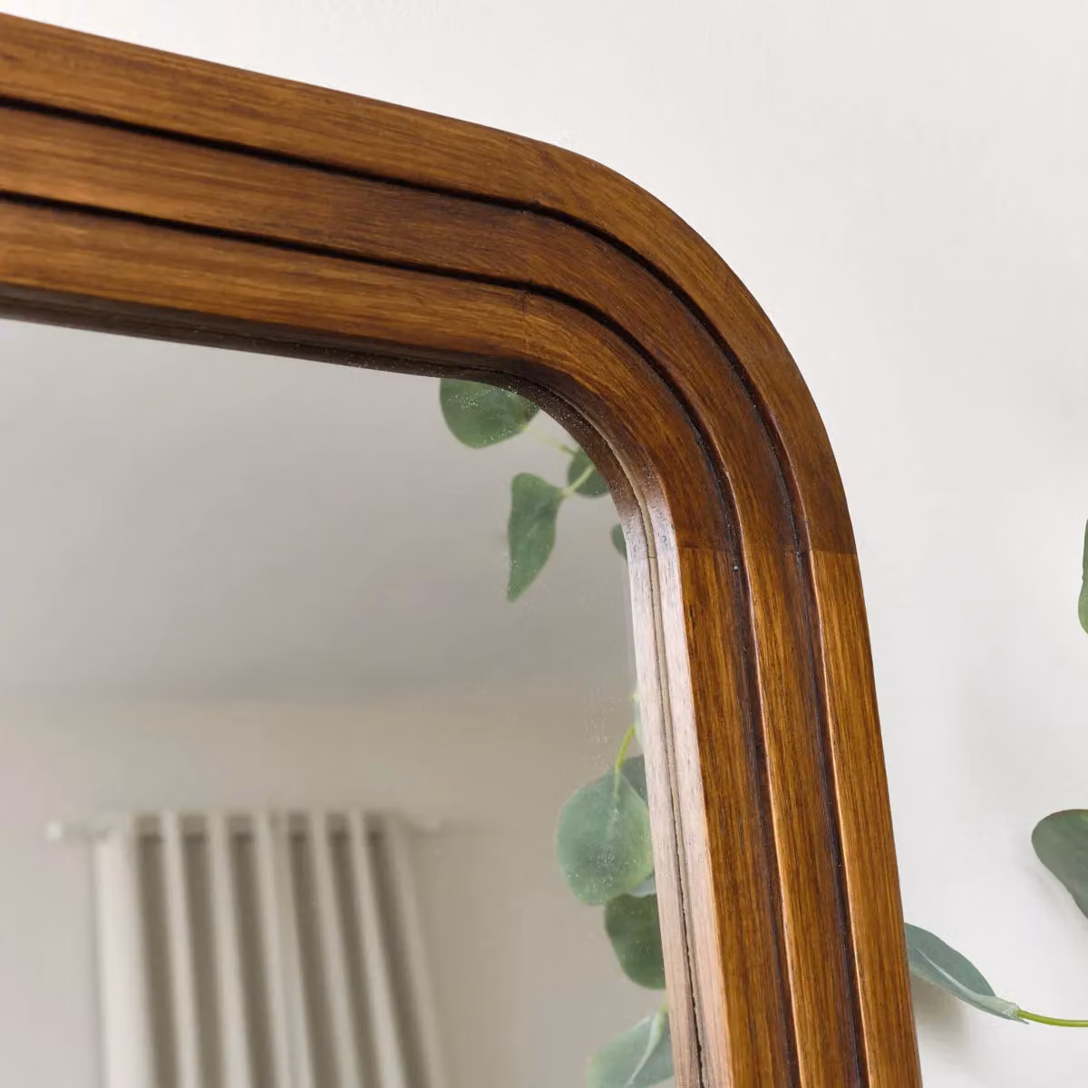 Melody Maison Rustic Dark Brown Wood Arched Wall Mirror W: 60 cm, H: 140 cm – 3