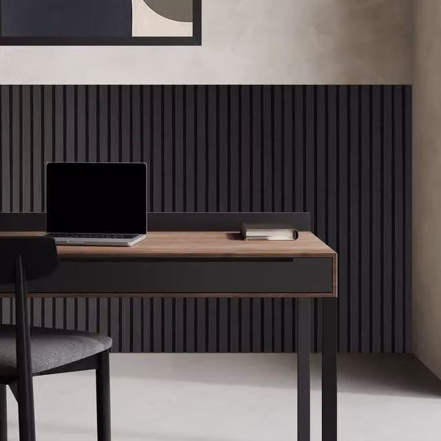 Fuse Acoustic Wooden Wall Panel in Charcoal Oak, Black, W: 60 cm, H: 120 cm