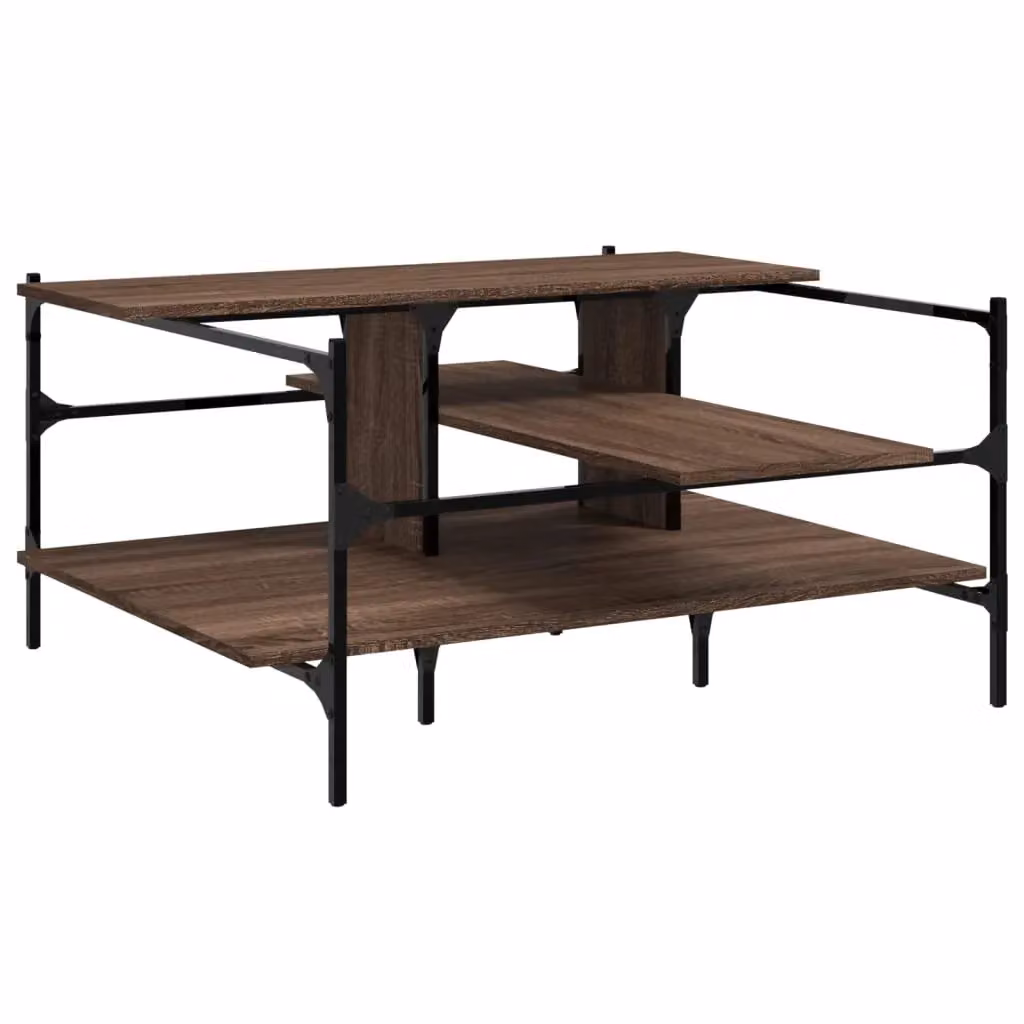 Berkfield Home Square Coffee Table in Brown Oak, W: 100 cm, D: 100 cm, H: 48.5 cm – 2
