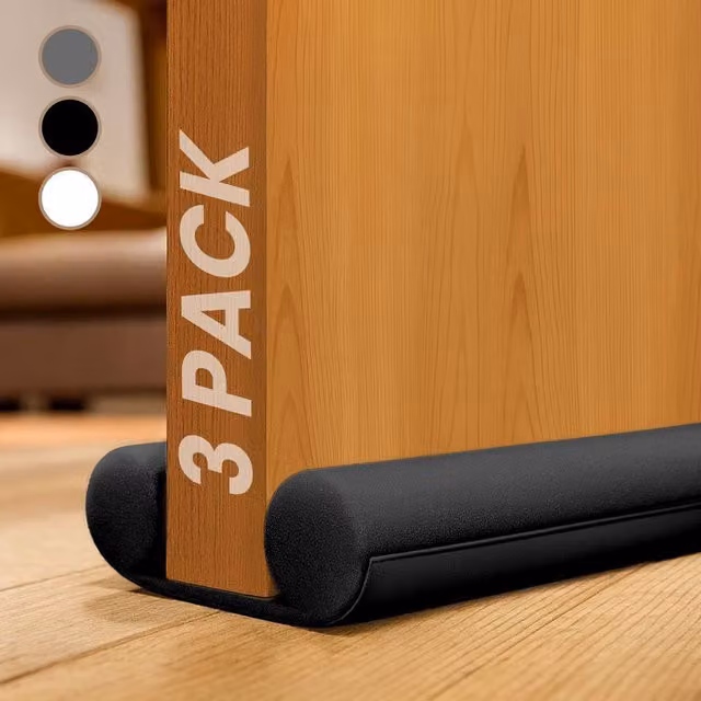 Volila 3-Pack Double Sided Black Door Bottom Draught Excluder – 1