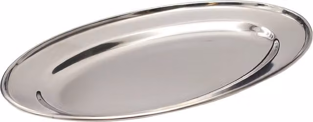 Buckingham Oval Stainless Steel Serving Tray in Silver, Diameter: 20 cm