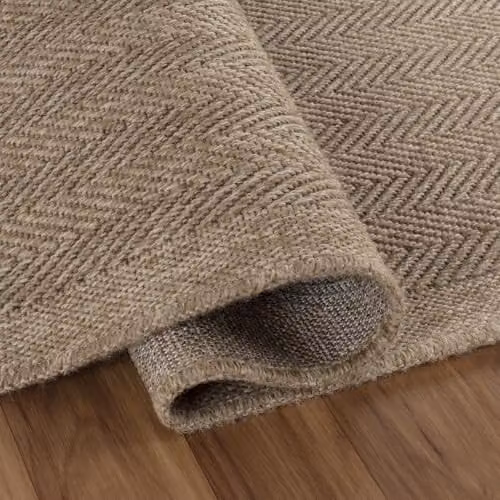 Desire Rugs Modern Herringbone Machine Woven Indoor Outdoor Jute and Polypropylene Area Rug in Brown and Beige, W: 80 cm, L: 200 cm – 2
