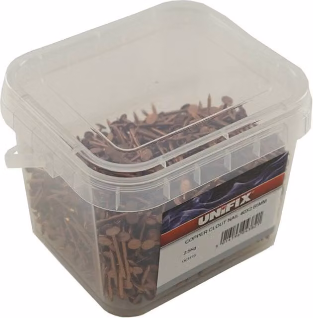 Unifix Round Copper Wire Clout Nails, 30 x 2.65mm, Box of 4