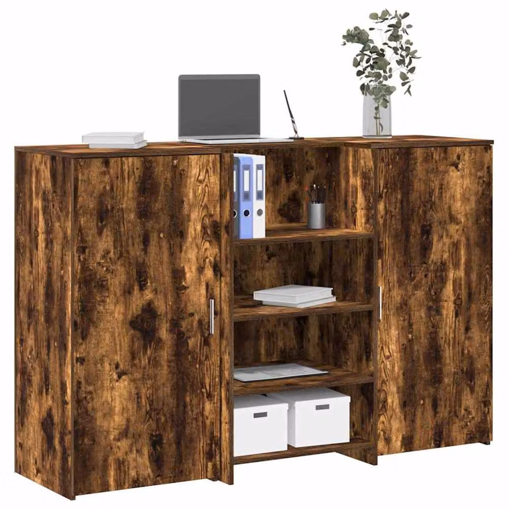 Berkfield Home Smoked Oak Reception Desk in Brown, W/D/H: 155 x 50 x 103.5 cm – 1
