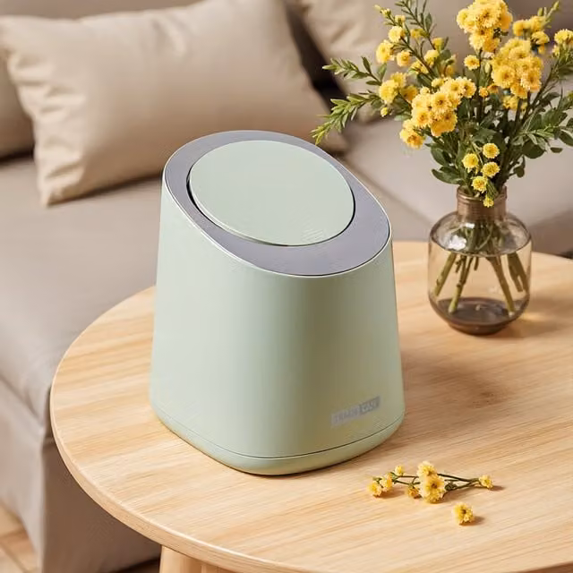 Lifeideas Mini Tabletop Trash Bin with Flip Lid, Green Plastic
