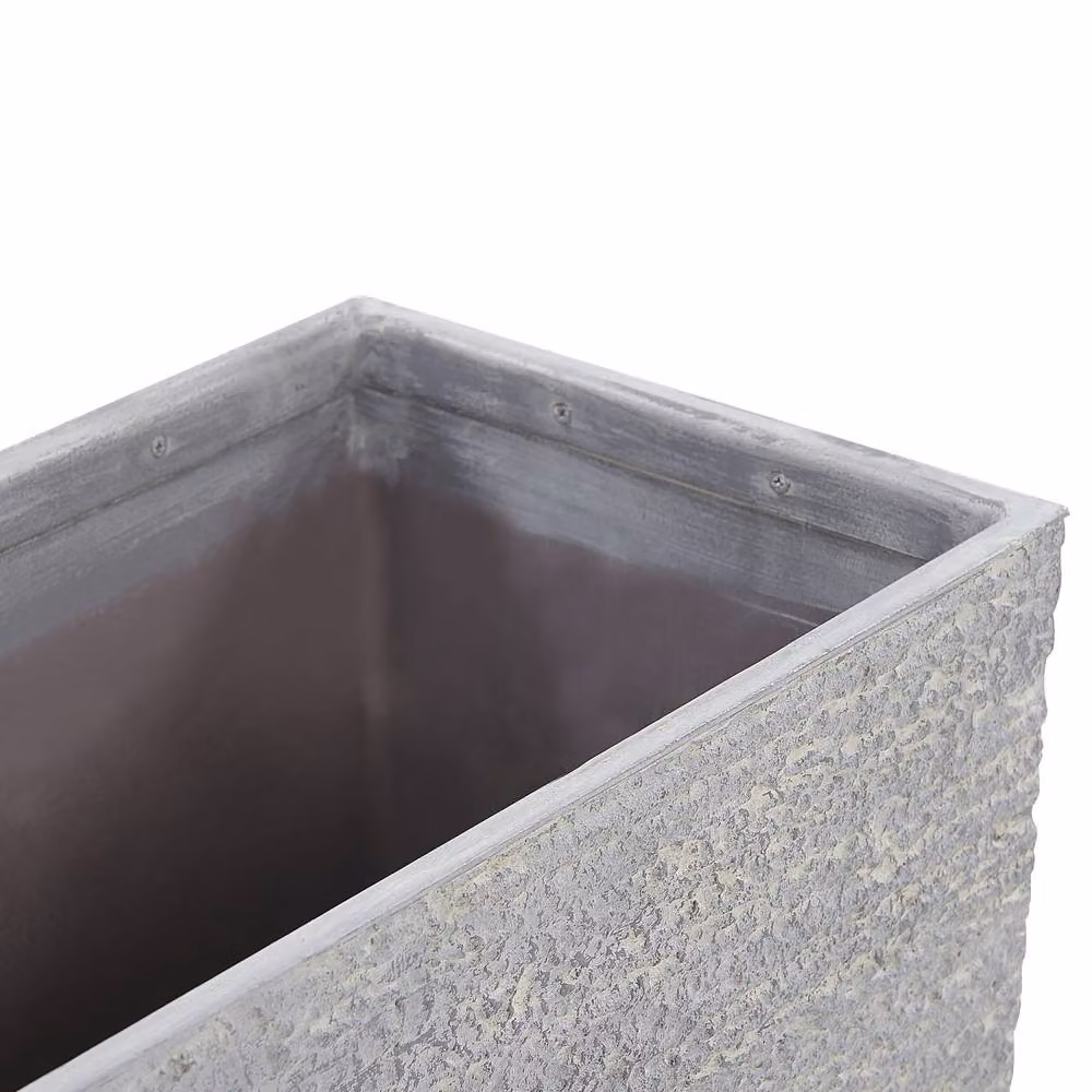 Wyld and Coco Grey Rectangular Fibreglass Reinforced Fibre Clay Planter Tub W: 80.0 cm, D: 56.0 cm, H: 35.0 cm – 4