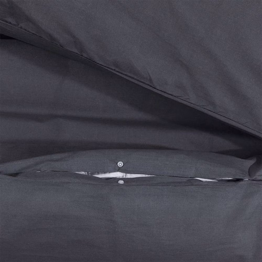 Berkfield Home Elegant Cotton Duvet Cover and Pillowcase Set, Black, W/D/H: 140 x 200 cm and 60 x 70 cm – 4