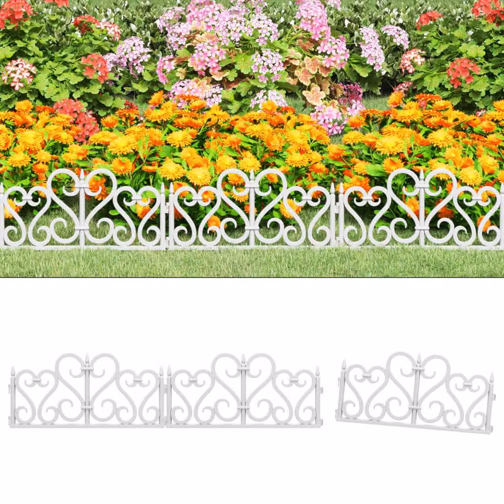 Berkfield Home White Plastic Lawn Edging, 17 Pieces, 10 m – 2