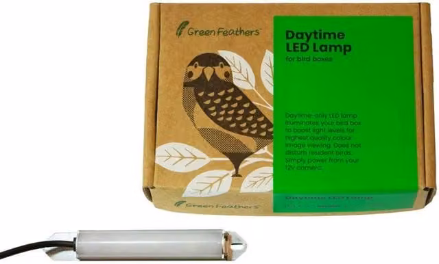 Green Feathers Daylight White LED Light for Nest and Bird Boxes with Inline 12V Connection – 1