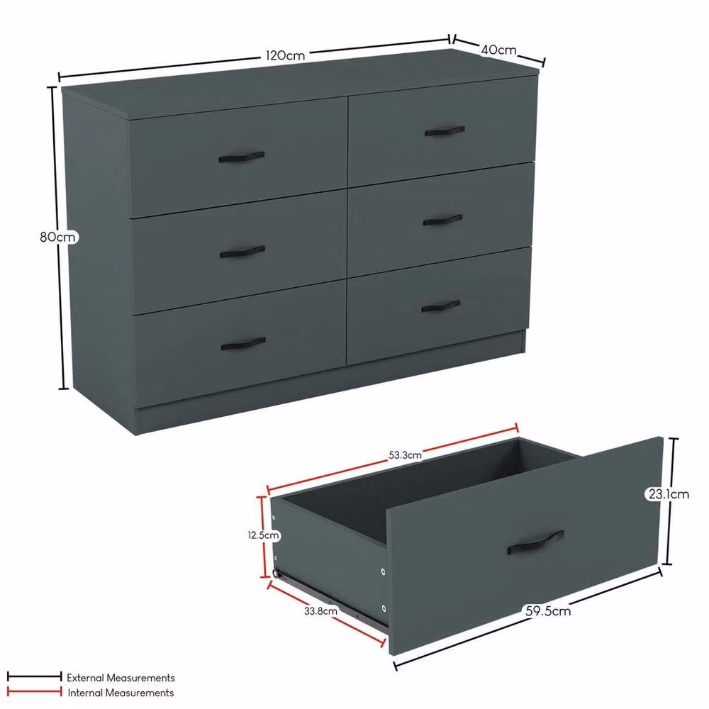 FORGEVIO Modern 6 Drawer Narrow Chest of Drawers in Green – 2