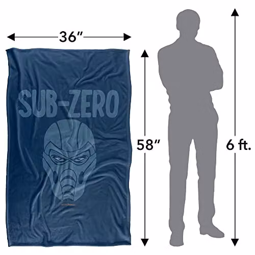 Warner Bros. Mortal Kombat 9 Sub-Zero Super Soft Fleece Throw Blanket, Multicolour, W: 91 cm, D: 147 cm – 4