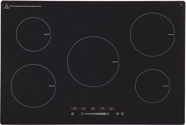 SIA INDH90BL Black 5 Zone Induction Hob with Touch Control and Child Lock, Width: 86 cm