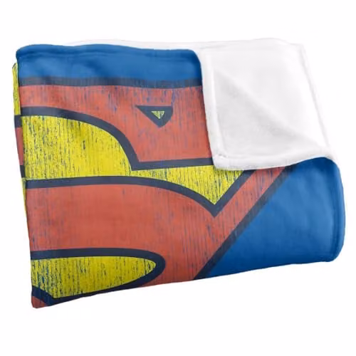 Warner Bros. DC Superman Retro Distressed Logo Super Soft Fleece Throw Blanket, Multicolour, W: 127 cm x L: 152.4 cm – 2