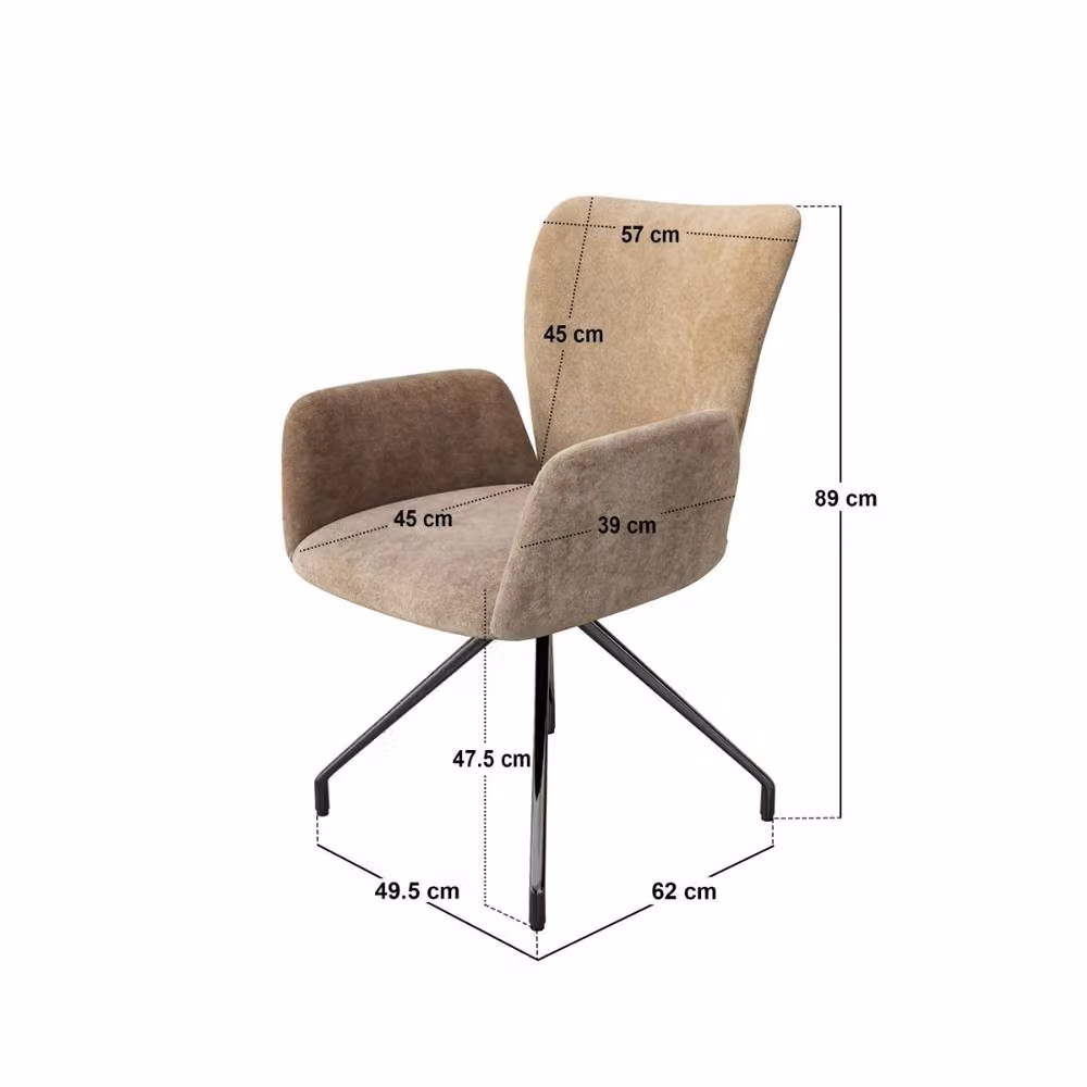 Solace+Co Kora Mocha Swivel Dining Chair Set of 2 in Brown Microfibre – 3