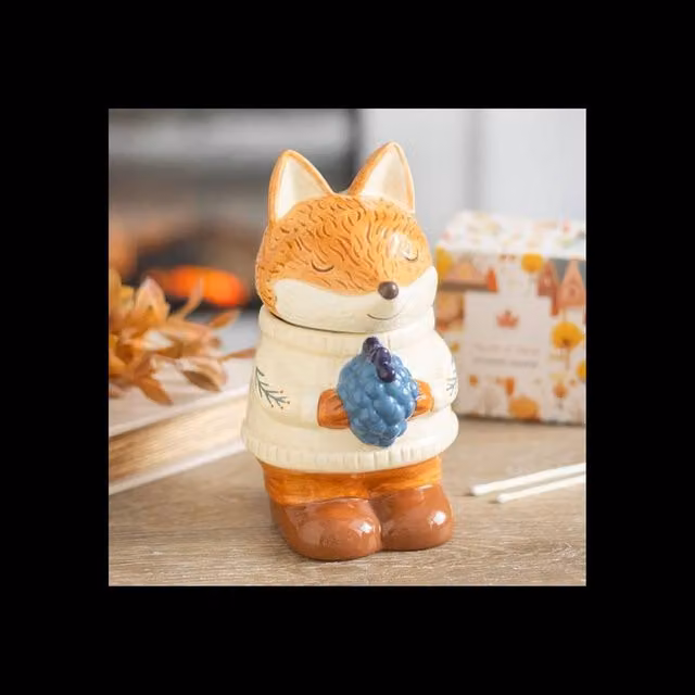 KDMD Flynn Fox Orange Ceramic Oil Burner and Wax Warmer with Tealight Holder