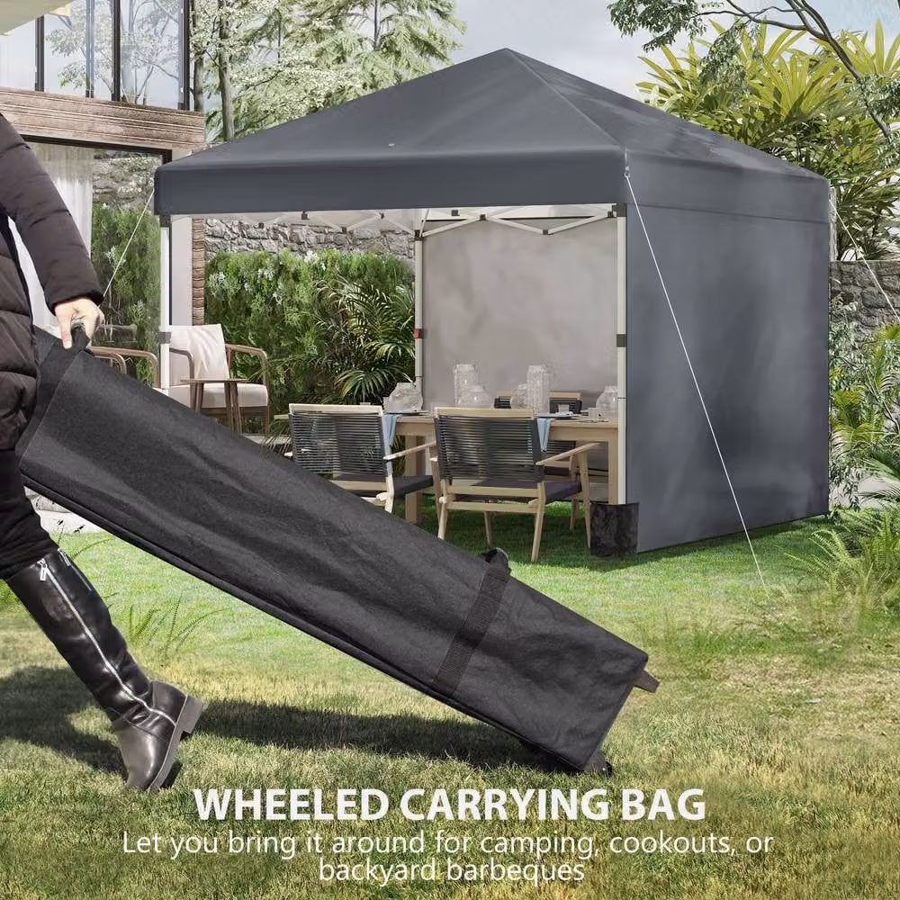 Matteo Pop Up Gazebo with Sidewalls and Wheeled Bag, UPF 50+, Grey, W: 3 x D: 3 m – 6
