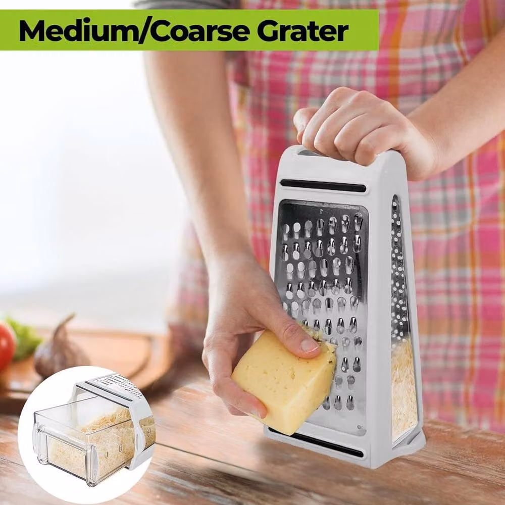 Top 3 2-Way Stainless Steel Food Grater with 480ml Measuring Container in White and Silver – 3