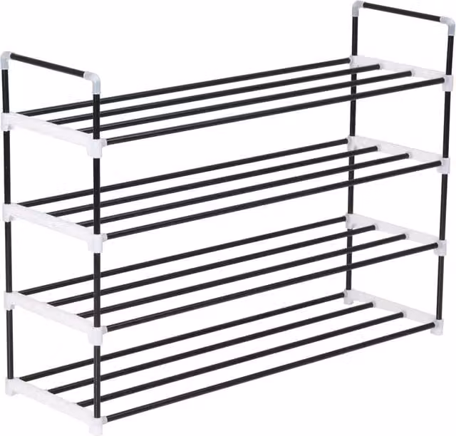 Berkfield Home 4-Shelf Metal and Plastic Shoe Rack in Black – 1