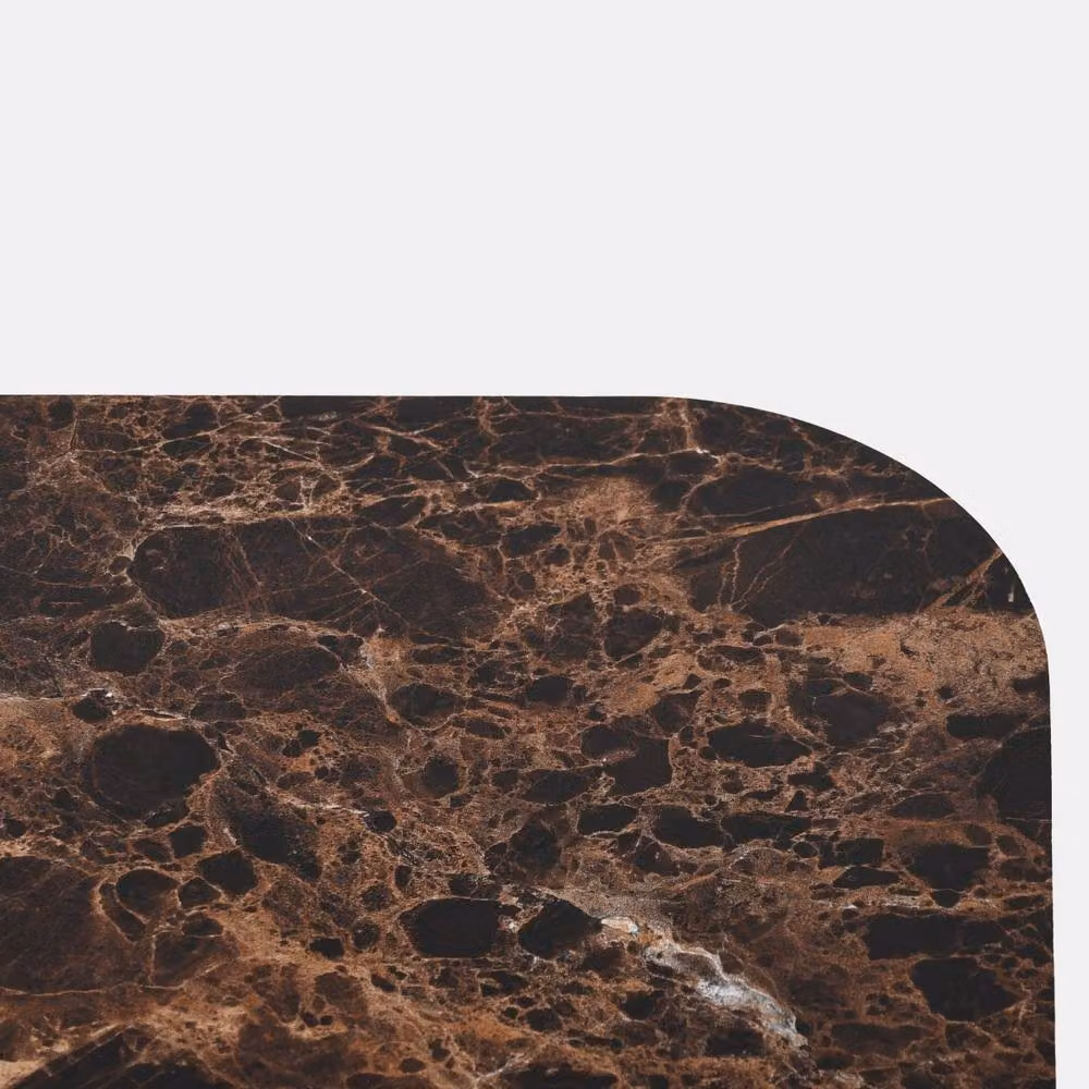 OHS Set of 2 Square Marble Effect Coffee Tables in Chocolate Brown – 4