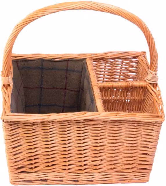 Red Wicker Picnic Basket with Lining and 2 Bottle Capacity in Brown – 1