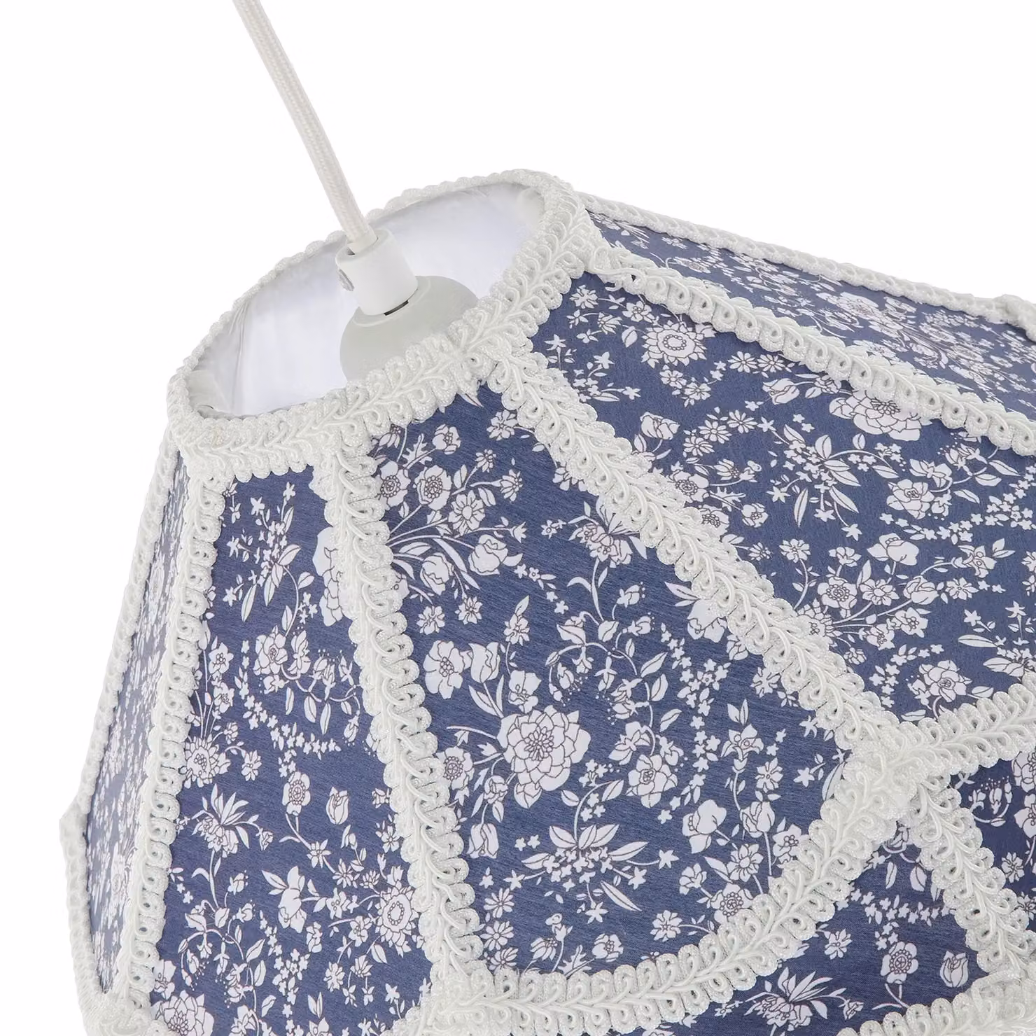 Happy Homewares Classic Handmade Victorian Empire Lamp Shade in Midnight Blue Soft Cotton with Tassels, Diameter: 30 cm – 2
